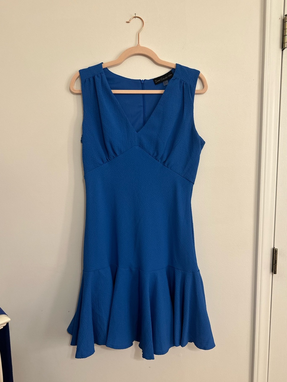Zarr Collection Royal Blue Textured V-Neck Dress Size 10